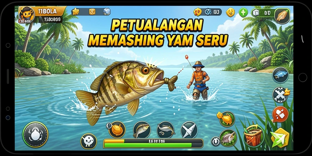 Screenshot gameplay 11BOLA menampilkan pengalaman memancing yang mendebarkan.
