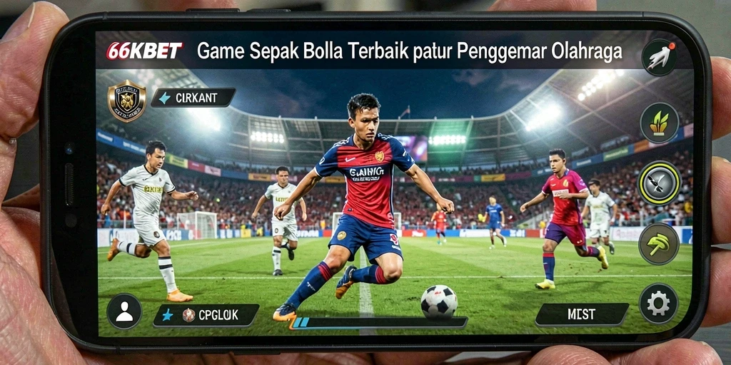 Screenshot gameplay 66KBET menampilkan aksi pertandingan sepak bola yang mendebarkan.