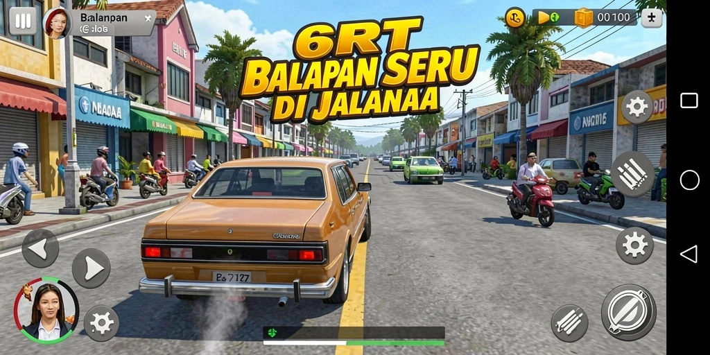 Tampilan balapan seru di 6RT dengan kendaraan cepat
