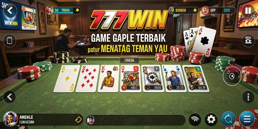 Screenshot utama gameplay Gaple di 777WIN yang seru dan interaktif.