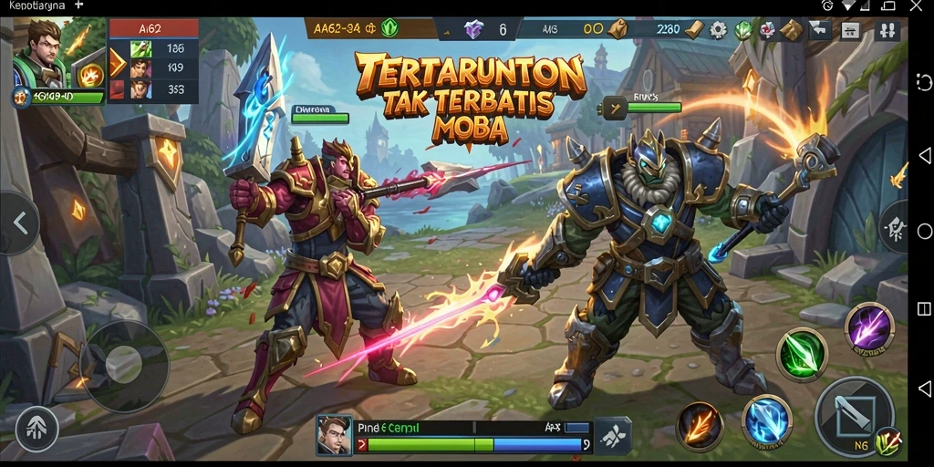 Tampilan menarik dari gameplay MOBA di AA62.