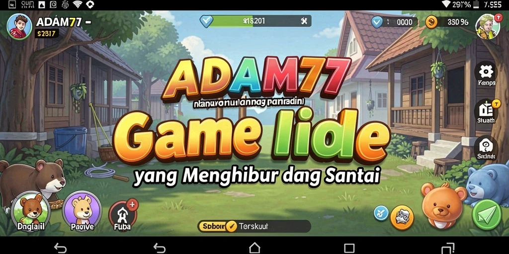 Tampilan gameplay ADAM77 menampilkan karakter lucu dalam aksi Idle.