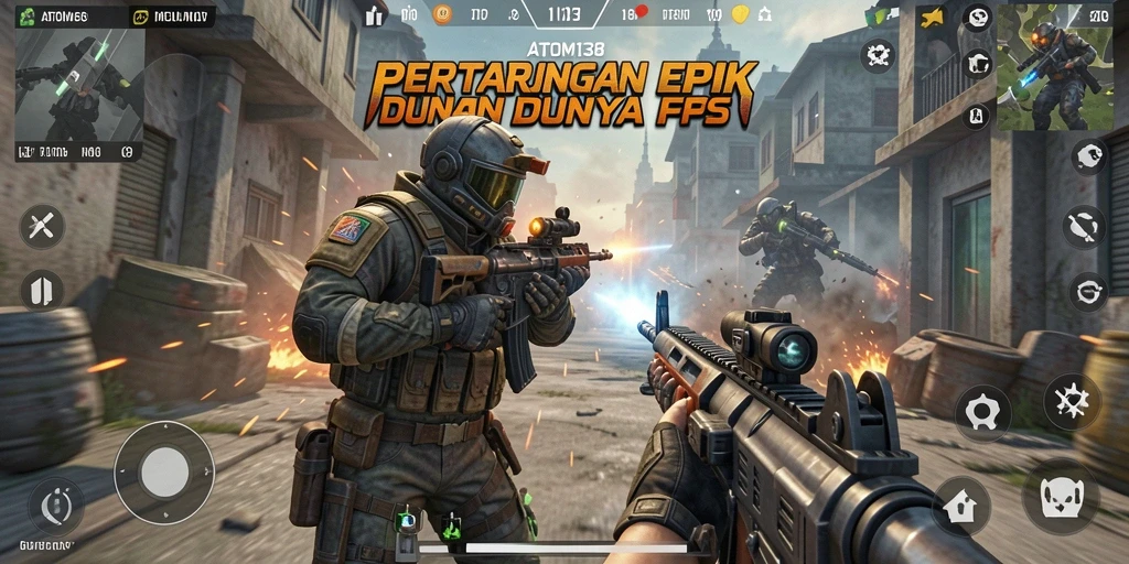 Screenshot ATOM138 menampilkan aksi menembak yang mendebarkan dalam permainan FPS.