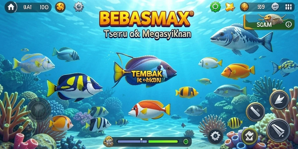 Tampilan gameplay seru dalam game Tembak Ikan BEBASMAX.
