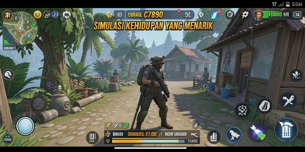 Screenshot C7890 menampilkan karakter dalam simulasi kehidupan sehari-hari.