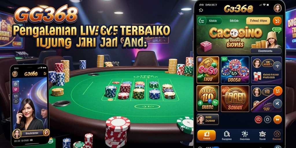 Screenshot utama GG368 menunjukkan dealer langsung dan permainan kasino yang mendebarkan.