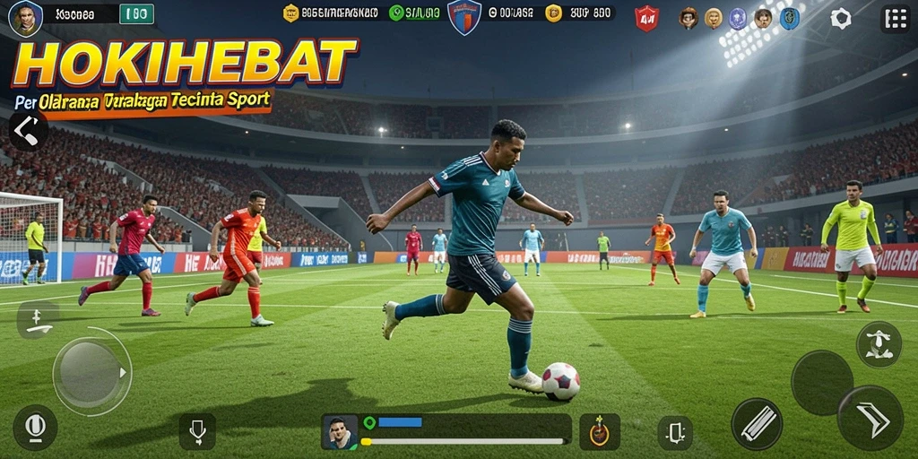 Screenshot utama HOKIHEBAT menampilkan aksi permainan olahraga yang seru.