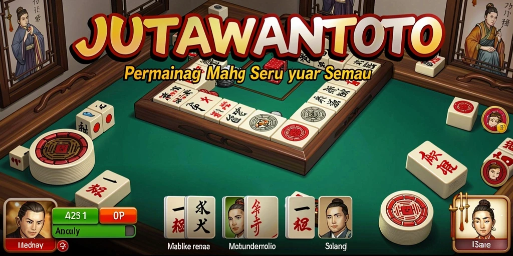 Tampilan gameplay seru JUTAWANTOTO dengan tema Mahjong.