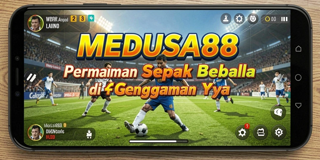 Tampilan gameplay seru dalam MEDUSA88 dengan aksi sepak bola yang mendebarkan.