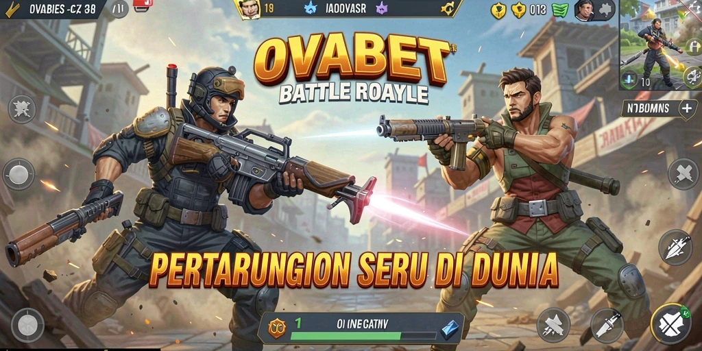Screenshot gameplay OVABET menunjukkan intensitas pertarungan Battle Royale.