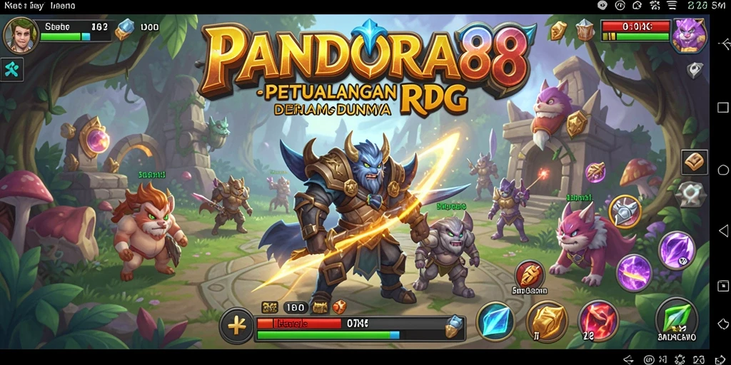 Tampilan gameplay PANDORA88 dengan karakter beraksi di dunia RPG.