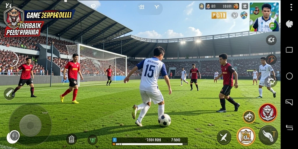 Screenshot utama PG11 menampilkan aksi seru dalam permainan sepak bola.