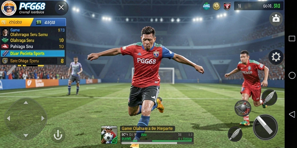 Screenshot PGG68 menunjukkan aksi seru di lapangan olahraga.