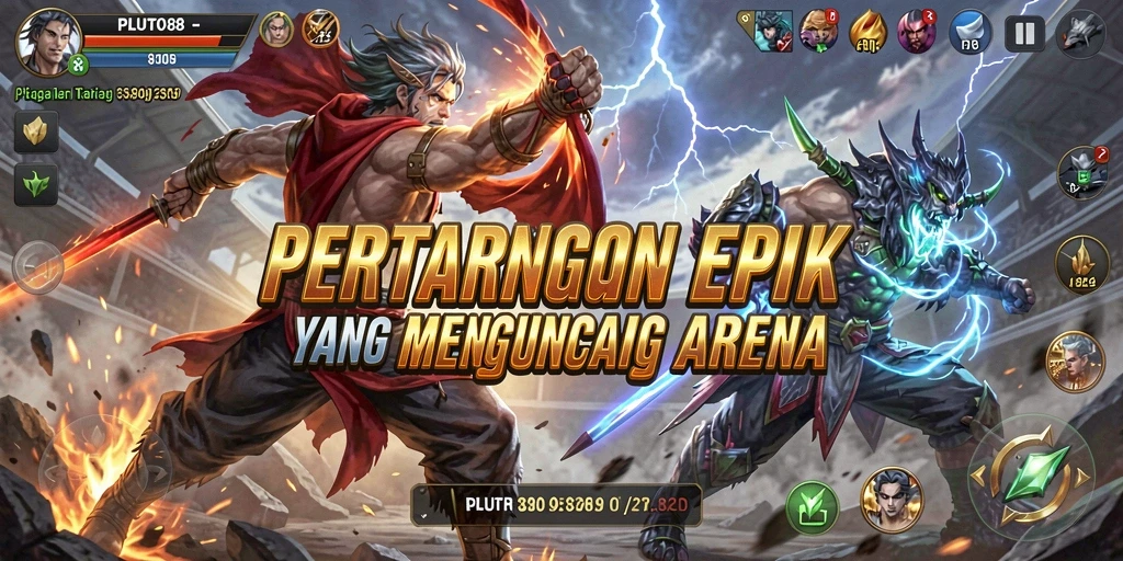 Tangkapan layar dari gameplay seru PLUTO88 yang menunjukkan aksi pertarungan mendebarkan.