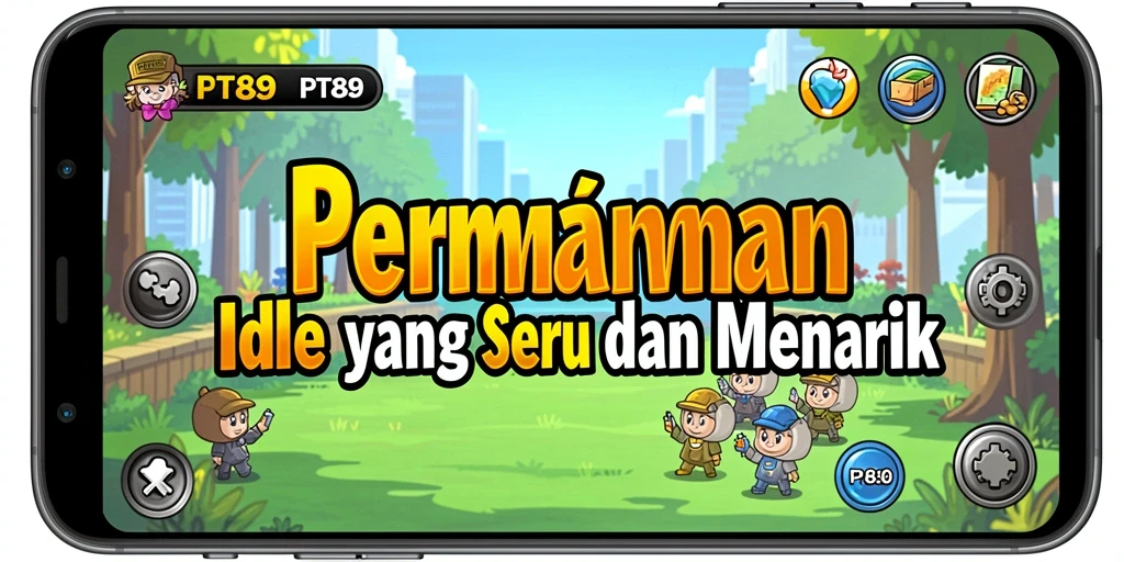 Tangkapan layar gameplay PT89 yang menunjukkan kemajuan dalam permainan Idle.