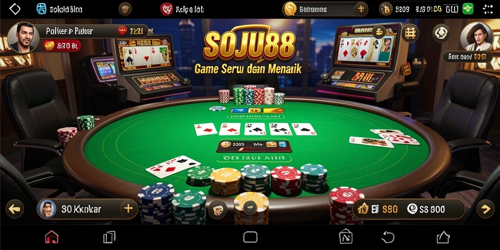 Tampilan gameplay Poker yang seru di SOJU88.