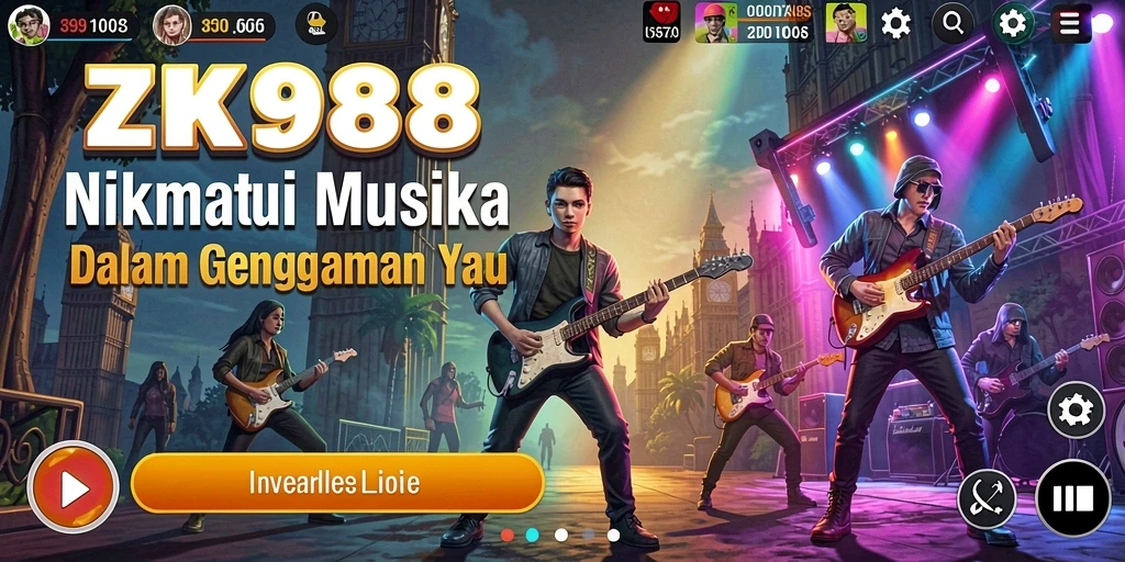 Tampilan gameplay ZK988 dengan berbagai pilihan lagu menarik.